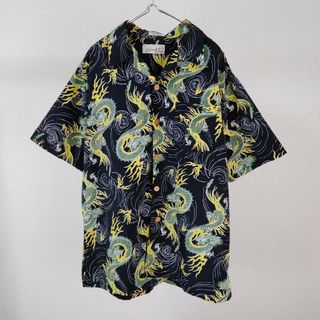 ヴィンテージ(VINTAGE)の90s vintage 総柄　開衿シャツ　龍　オーバーサイズ　古着　アロハシャツ(シャツ)