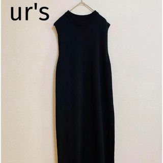 ユアーズ(ur's)のユアーズ ロングワンピース 黒シンプル 上品 無地 オシャレ(ロングワンピース/マキシワンピース)