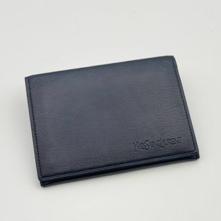 サンローラン(Saint Laurent)の【極美品】サンローラン　カードケース　名刺入れ ネイビー(名刺入れ/定期入れ)