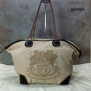 ゲンテン(genten)の希少‼️ゲンテン　genten　トートバッグ　キャンパス　レザー(トートバッグ)