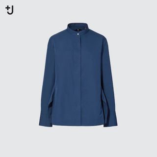 ユニクロ(UNIQLO)のスーピマコットンスタンドカラーシャツ（長袖）(シャツ/ブラウス(長袖/七分))