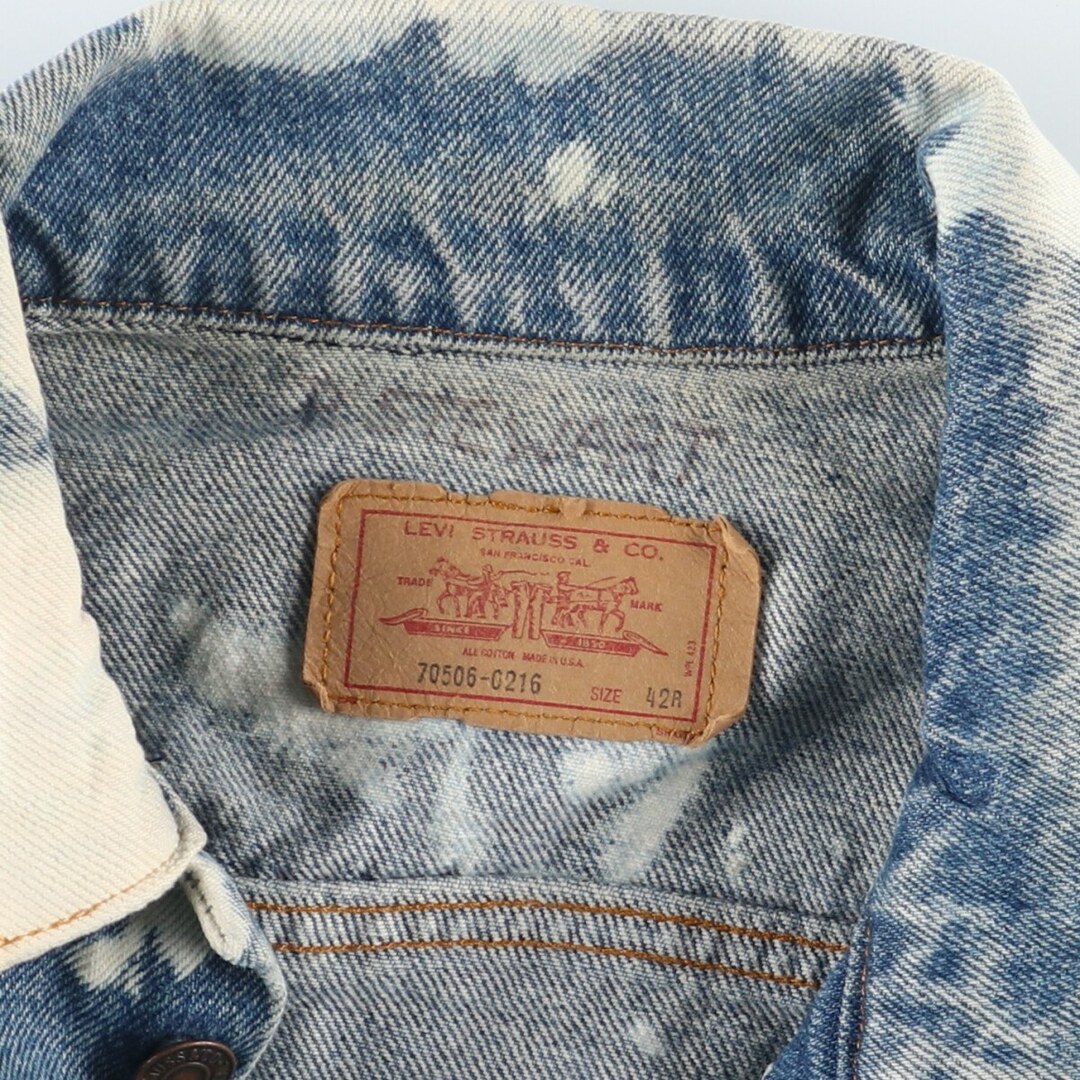 Levi's(リーバイス)の古着 80年代 リーバイス Levi's 70506-0216 ブリーチ加工 デニムジャケット Gジャン USA製 メンズL ヴィンテージ /eaa422973 メンズのジャケット/アウター(Gジャン/デニムジャケット)の商品写真