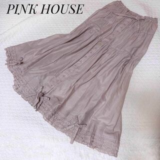 【美品】PINK HOUSE ピコフリル ティアード ロングスカート リボン