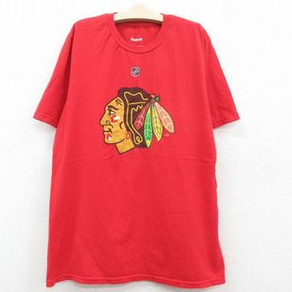 リーボック(Reebok)の古着 リーボック REEBOK 半袖 Tシャツ キッズ ボーイズ 子供服 NHL シカゴブラックホークス TOEWS コットン クルーネック 赤 レッド アイスホッケー 23apr21(シャツ/カットソー)