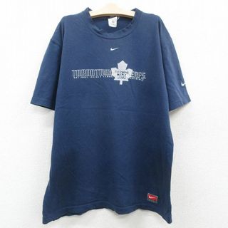 ナイキ(NIKE)の古着 ナイキ NIKE 半袖 ビンテージ Tシャツ キッズ ボーイズ 子供服 00年代 00s トロントメープルリーフス コットン クルーネック 紺 ネイビー 23apr21(シャツ/カットソー)