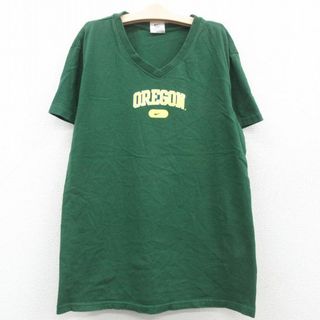 ナイキ(NIKE)の古着 ナイキ NIKE 半袖 ビンテージ Tシャツ キッズ ボーイズ 子供服 OREGON コットン Vネック 緑 グリーン 23apr21(シャツ/カットソー)