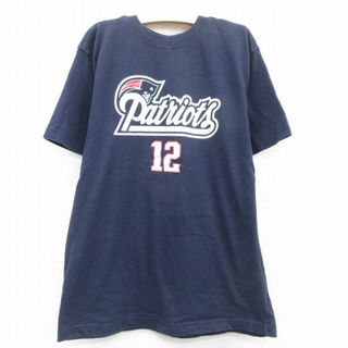 ナイキ(NIKE)の古着 ナイキ NIKE 半袖 Tシャツ キッズ ボーイズ 子供服 NFL ニューイングランドペイトリオッツ トムブレディ コットン クルーネック 紺 ネイビー アメフト スーパーボウル 23apr21(シャツ/カットソー)