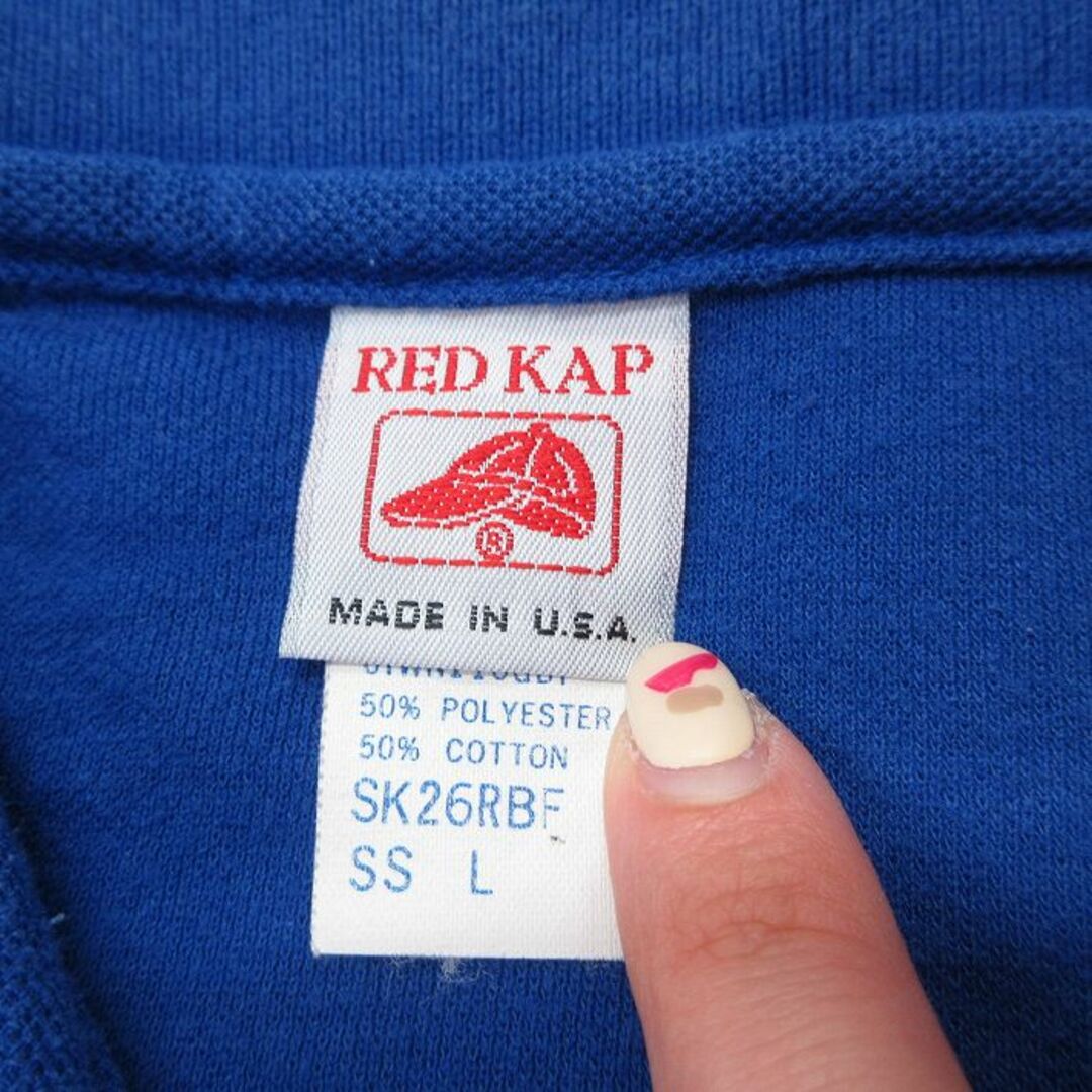 RED KAP(レッドキャップ)のXL★古着 レッドキャップ 半袖 ポロ シャツ メンズ 90年代 90s フロリダ 船 大きいサイズ 鹿の子 USA製 青 ブルー 23apr28 中古 トップス メンズのトップス(ポロシャツ)の商品写真