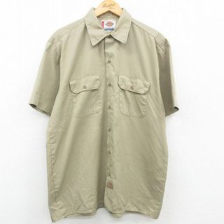 ディッキーズ(Dickies)のXL★古着 ディッキーズ Dickies 半袖 ワーク シャツ メンズ ベージュ カーキ 23apr21 中古 トップス(シャツ)