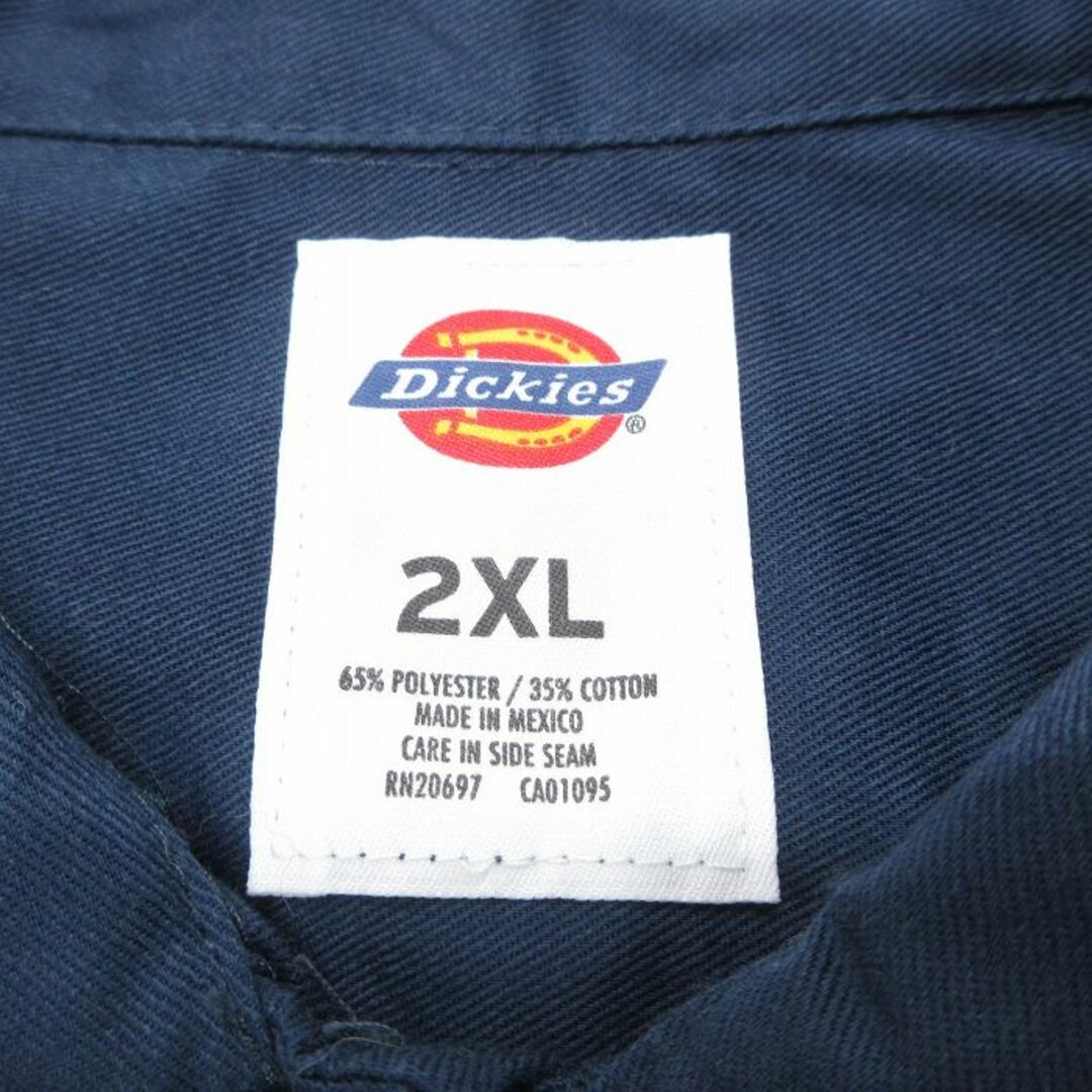 Dickies(ディッキーズ)のXL★古着 ディッキーズ Dickies 半袖 ワーク シャツ メンズ 大きいサイズ ロング丈 紺 ネイビー 23apr21 中古 トップス メンズのトップス(シャツ)の商品写真