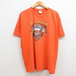 XL★古着 半袖 Tシャツ メンズ スタージス バイク 大きいサイズ コットン クルーネック オレンジ 23apr28 中古(Tシャツ/カットソー(半袖/袖なし))