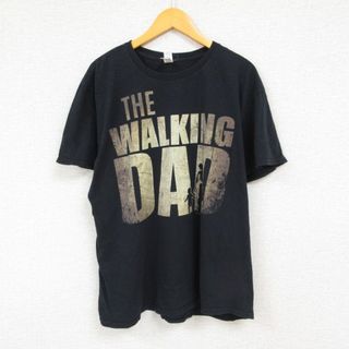 XL★古着 半袖 Tシャツ メンズ ウォーキングダッド 大きいサイズ コットン クルーネック 黒 ブラック 23apr28 中古(Tシャツ/カットソー(半袖/袖なし))