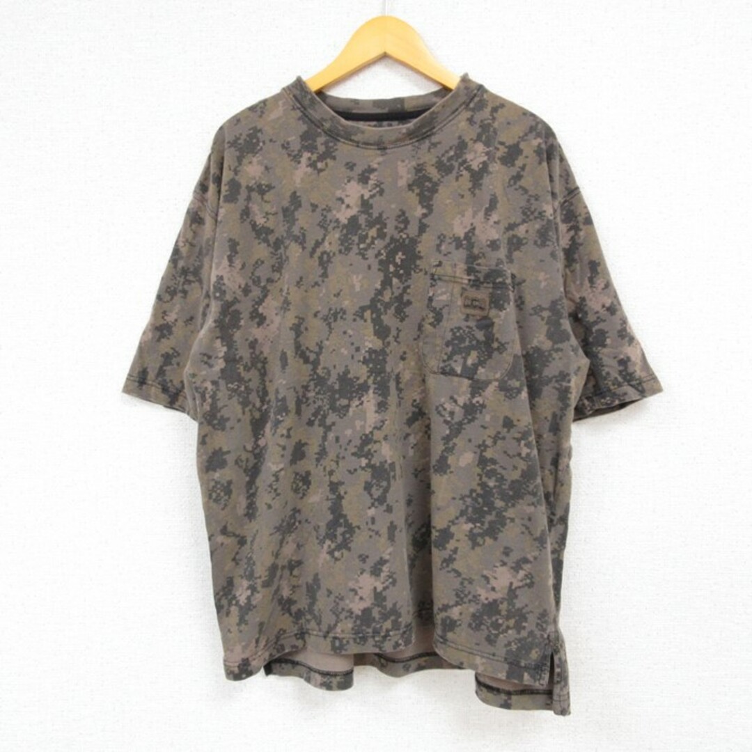 BIG SMITH(ビッグスミス)のXL★古着 ビッグスミス 半袖 Tシャツ メンズ 胸ポケット付き 大きいサイズ デジタルカモ クルーネック 緑 グリーン 迷彩 23apr24 中古 メンズのトップス(Tシャツ/カットソー(半袖/袖なし))の商品写真