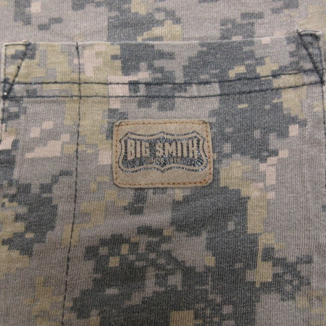 BIG SMITH(ビッグスミス)のXL★古着 ビッグスミス 半袖 Tシャツ メンズ 胸ポケット付き 大きいサイズ デジタルカモ クルーネック 緑 グリーン 迷彩 23apr24 中古 メンズのトップス(Tシャツ/カットソー(半袖/袖なし))の商品写真