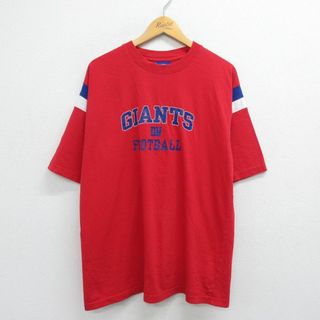 リーボック(Reebok)のXL★古着 リーボック REEBOK 半袖 ビンテージ Tシャツ メンズ 00年代 00s NFL ニューヨークジャイアンツ コットン クルーネック 赤 レッド アメフト スーパーボウル 23apr25 中古(Tシャツ/カットソー(半袖/袖なし))