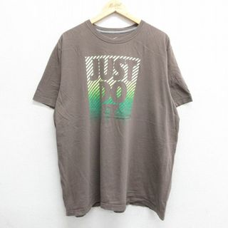 ナイキ(NIKE)のXL★古着 ナイキ NIKE 半袖 ブランド Tシャツ メンズ JUST DO IT 大きいサイズ コットン クルーネック 薄茶 ブラウン 23apr24 中古(Tシャツ/カットソー(半袖/袖なし))