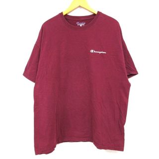 チャンピオン(Champion)のXL★古着 チャンピオン Champion 半袖 ブランド Tシャツ メンズ ワンポイントロゴ コットン クルーネック エンジ 23apr22 中古(Tシャツ/カットソー(半袖/袖なし))