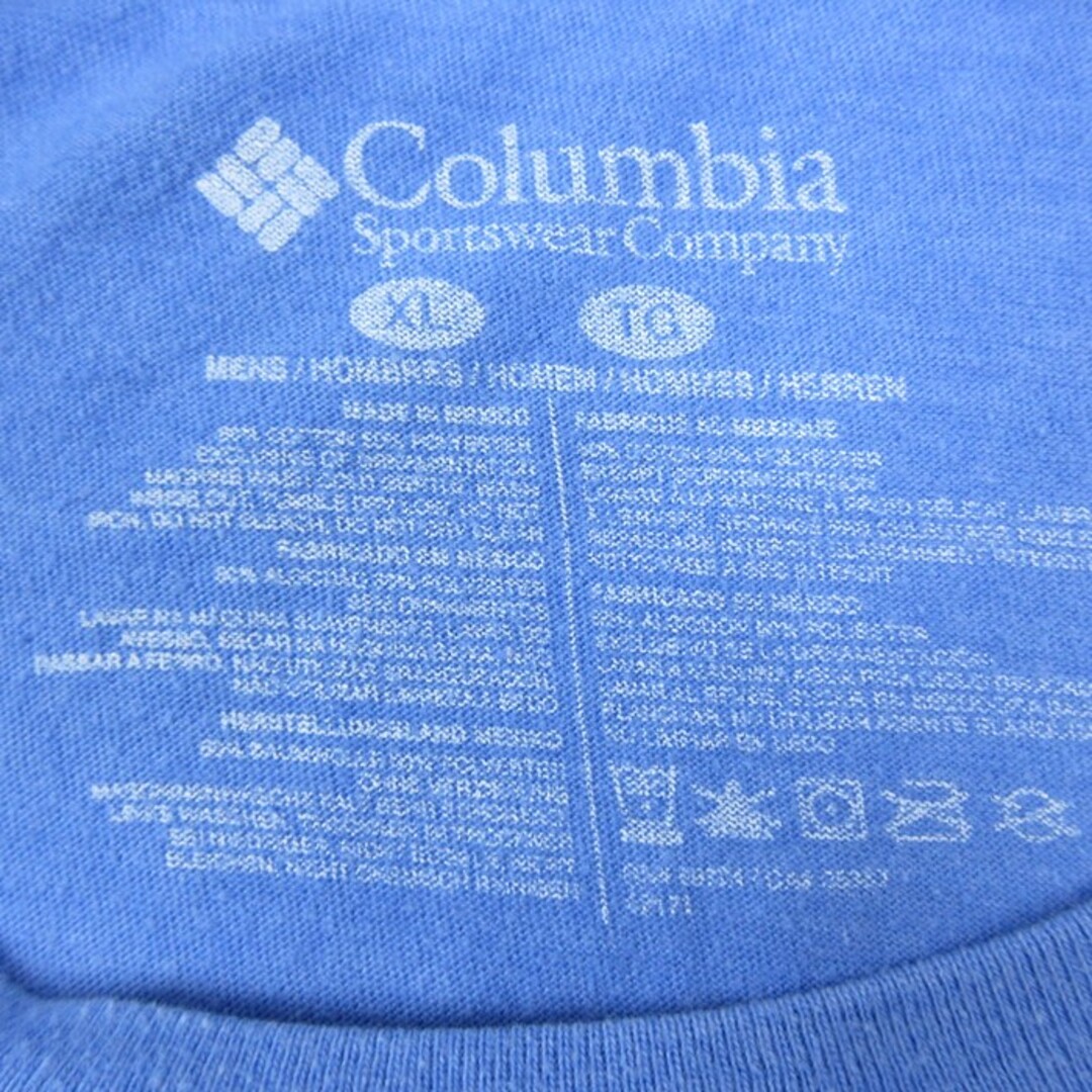 Columbia(コロンビア)のXL★古着 コロンビア COLUMBIA Columbia 半袖 ブランド Tシャツ メンズ 星条旗 クルーネック 水色 23apr22 中古 メンズのトップス(Tシャツ/カットソー(半袖/袖なし))の商品写真