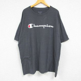 チャンピオン(Champion)のXL★古着 チャンピオン Champion 半袖 ブランド Tシャツ メンズ ビッグロゴ 大きいサイズ クルーネック 濃グレー 霜降り 23apr22 中古(Tシャツ/カットソー(半袖/袖なし))