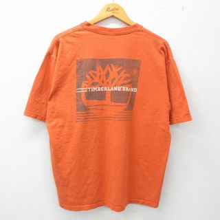 ティンバーランド(Timberland)のXL★古着 ティンバーランド 半袖 ビンテージ Tシャツ メンズ 90年代 90s ビッグロゴ コットン クルーネック USA製 オレンジ 23apr21 中古(Tシャツ/カットソー(半袖/袖なし))