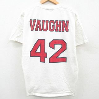 リー(Lee)のXL★古着 リー Lee 半袖 ビンテージ Tシャツ メンズ 90年代 90s HOT 野球 モーガン 42 コットン クルーネック USA製 白 ホワイト 23apr21 中古(Tシャツ/カットソー(半袖/袖なし))