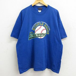 ジャンスポーツ(JANSPORT)のXL★古着 ジャンスポーツ 半袖 ビンテージ Tシャツ メンズ 00年代 00s マートルビーチペリカンズ ベースボール 野球 大きいサイズ クルーネック 青 ブルー 23apr22 中古(Tシャツ/カットソー(半袖/袖なし))