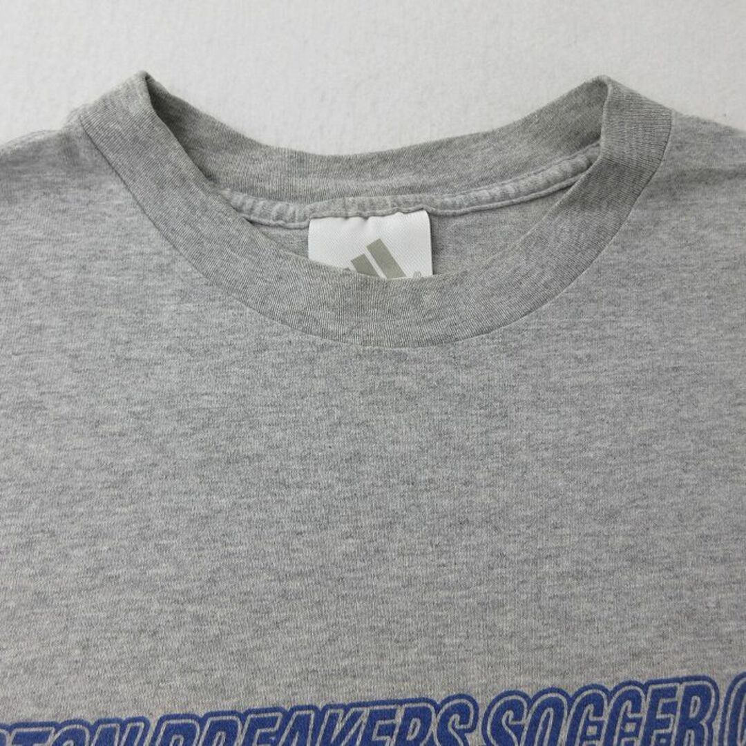 adidas(アディダス)のL★古着 アディダス adidas 半袖 ビンテージ Tシャツ メンズ 00年代 00s ビッグロゴ サッカー ボストンレイカーズ クルーネック グレー 霜降り 23apr24 中古 メンズのトップス(Tシャツ/カットソー(半袖/袖なし))の商品写真