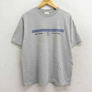 アディダス(adidas)のL★古着 アディダス adidas 半袖 ビンテージ Tシャツ メンズ 00年代 00s ビッグロゴ サッカー ボストンレイカーズ クルーネック グレー 霜降り 23apr24 中古(Tシャツ/カットソー(半袖/袖なし))