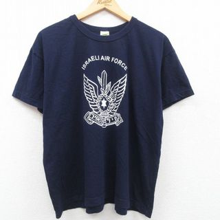 XL★古着 半袖 ビンテージ Tシャツ メンズ 00年代 00s ミリタリー イスラエル エアフォース コットン クルーネック 紺 ネイビー 23apr24 中古(Tシャツ/カットソー(半袖/袖なし))