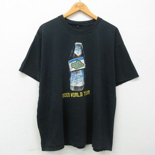 XL★古着 半袖 ビンテージ Tシャツ メンズ 00年代 00s ラバットブルーライト ビール 大きいサイズ クルーネック 黒 ブラック 23apr27 中古(Tシャツ/カットソー(半袖/袖なし))