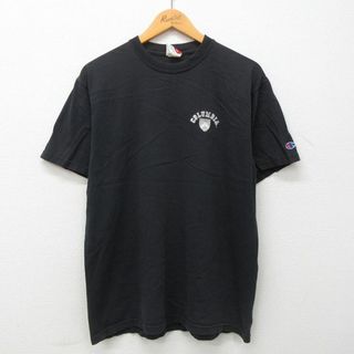 チャンピオン(Champion)のL★古着 チャンピオン champion 半袖 ビンテージ Tシャツ メンズ 00年代 00s コロンビア COLUMBIA コットン クルーネック 黒 ブラック 23apr28 中古(Tシャツ/カットソー(半袖/袖なし))