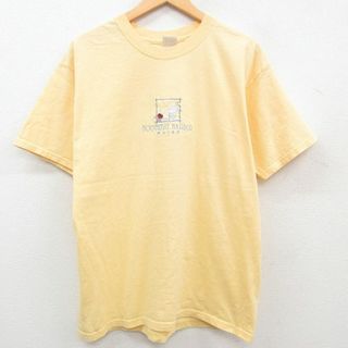 L★古着 半袖 ビンテージ Tシャツ メンズ 00年代 00s BOOTHBAY HARBOR 刺繍 コットン クルーネック 黄 イエロー 23apr28 中古(Tシャツ/カットソー(半袖/袖なし))