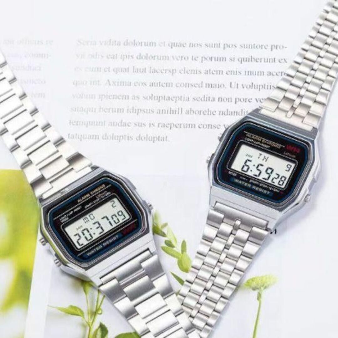 792 新品 デジタル レディース 腕時計 男女兼用 シルバー お洒落 アイテム メンズの時計(腕時計(デジタル))の商品写真