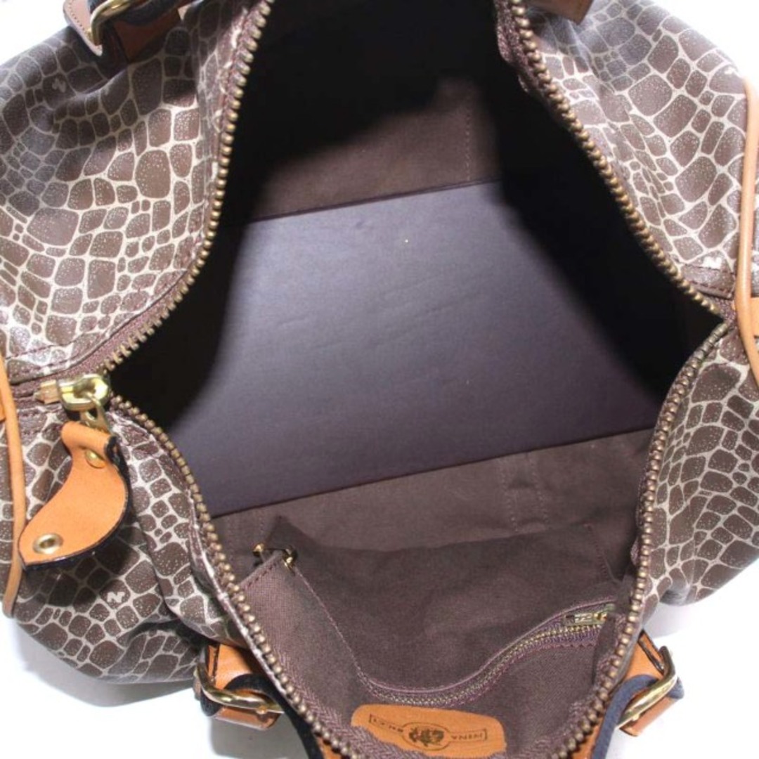 NINA RICCI(ニナリッチ)のニナリッチ ハンドバッグ ボストンバッグ ミニ PVC レザー ロゴ 総柄 茶色 レディースのバッグ(ボストンバッグ)の商品写真