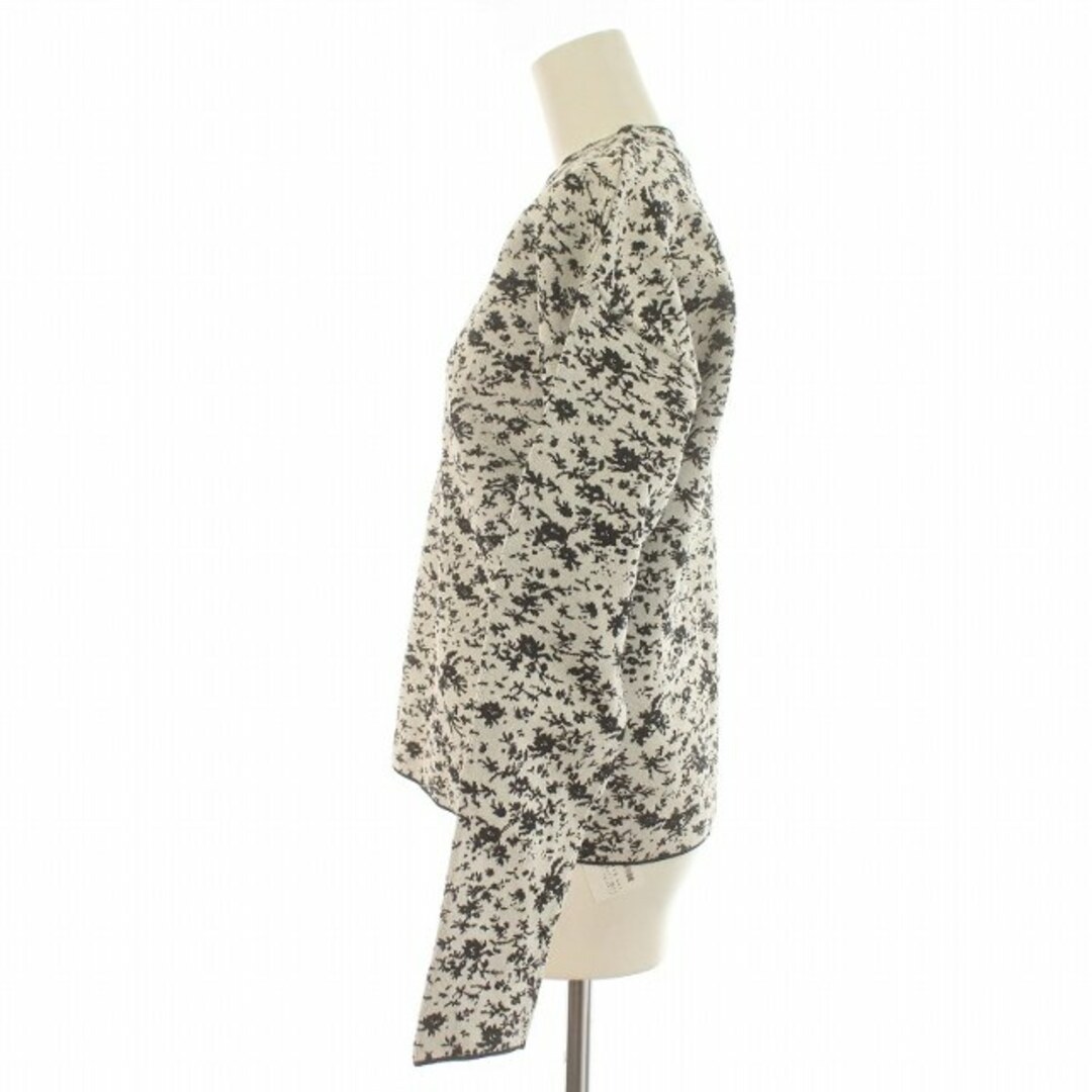 LE CIEL BLEU(ルシェルブルー)のルシェルブルー ニット セーター 薄手 長袖 総柄 ナイロン 36 S 白 黒 レディースのトップス(ニット/セーター)の商品写真