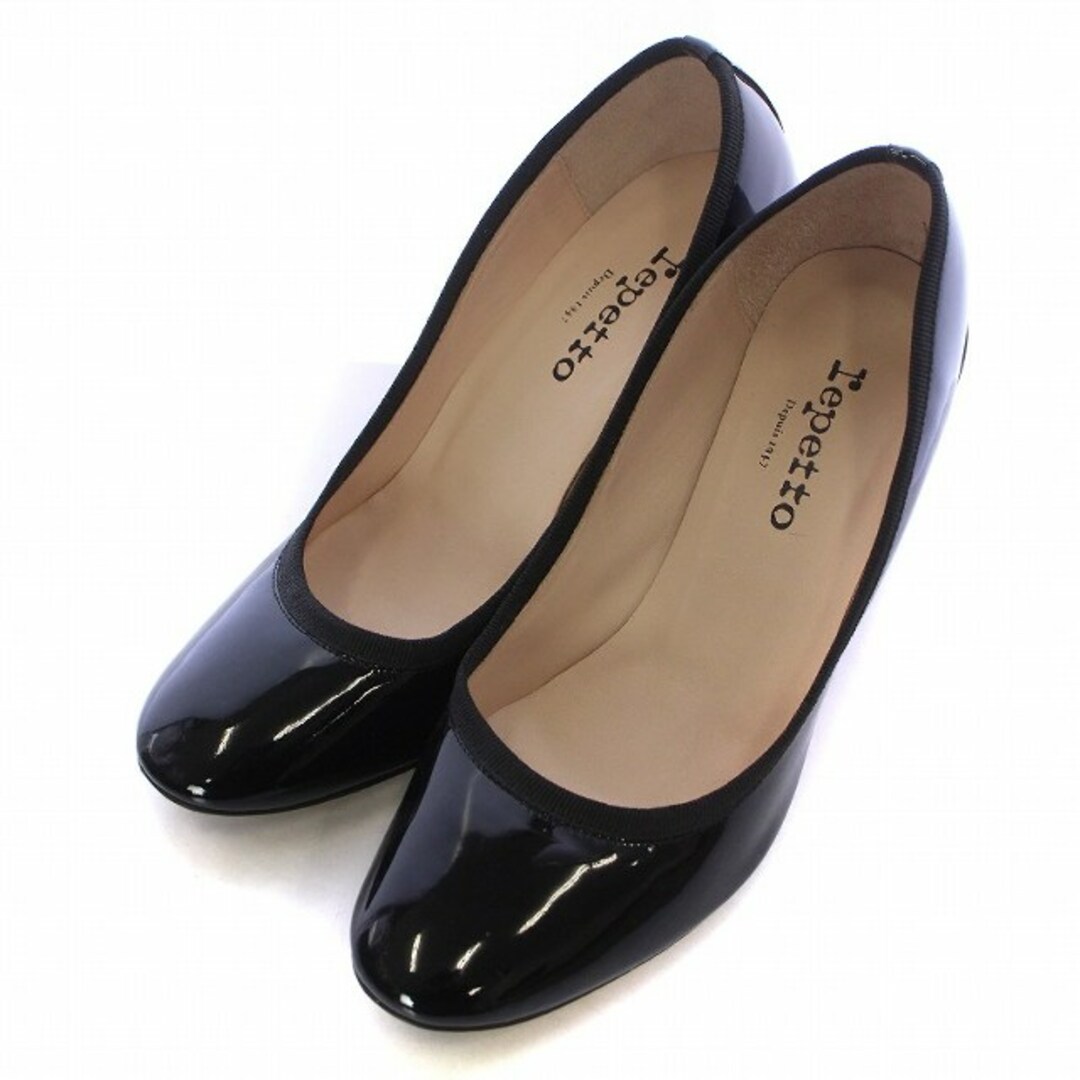 repetto(レペット)のレペット パンプス チャンキー ハイヒール エナメル 37 23.3cm 黒 レディースの靴/シューズ(ハイヒール/パンプス)の商品写真