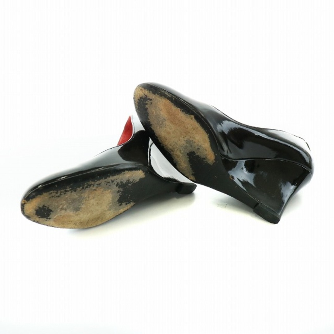 Gucci(グッチ)のグッチ パンプス ウェッジソール ラウンドトゥ エナメル GGロゴ 黒 レディースの靴/シューズ(ハイヒール/パンプス)の商品写真