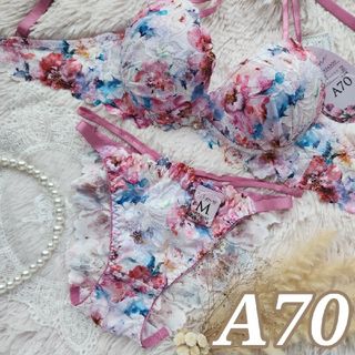 №609【A70】ビビットレーシィフラワーガーデンブラジャー&フルバックショーツ(ブラ&ショーツセット)