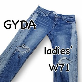 ジェイダ(GYDA)のGYDA ジェイダ クラッシュデニム 切替え 綿100 XS表記 ウエスト71(デニム/ジーンズ)