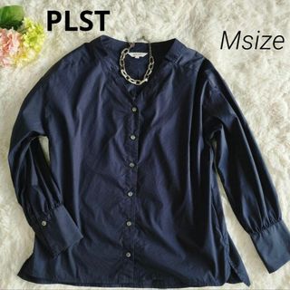 プラステ(PLST)のプラステ PLST スキッパーシャツブラウス 長袖 M 紺 ネイビー(シャツ/ブラウス(長袖/七分))