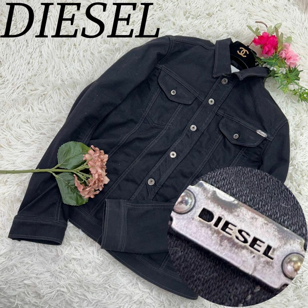 DIESEL(ディーゼル)のディーゼル メンズ Lサイズ デニムジャケット ロゴプレート 黒 ブラック メンズのジャケット/アウター(Gジャン/デニムジャケット)の商品写真