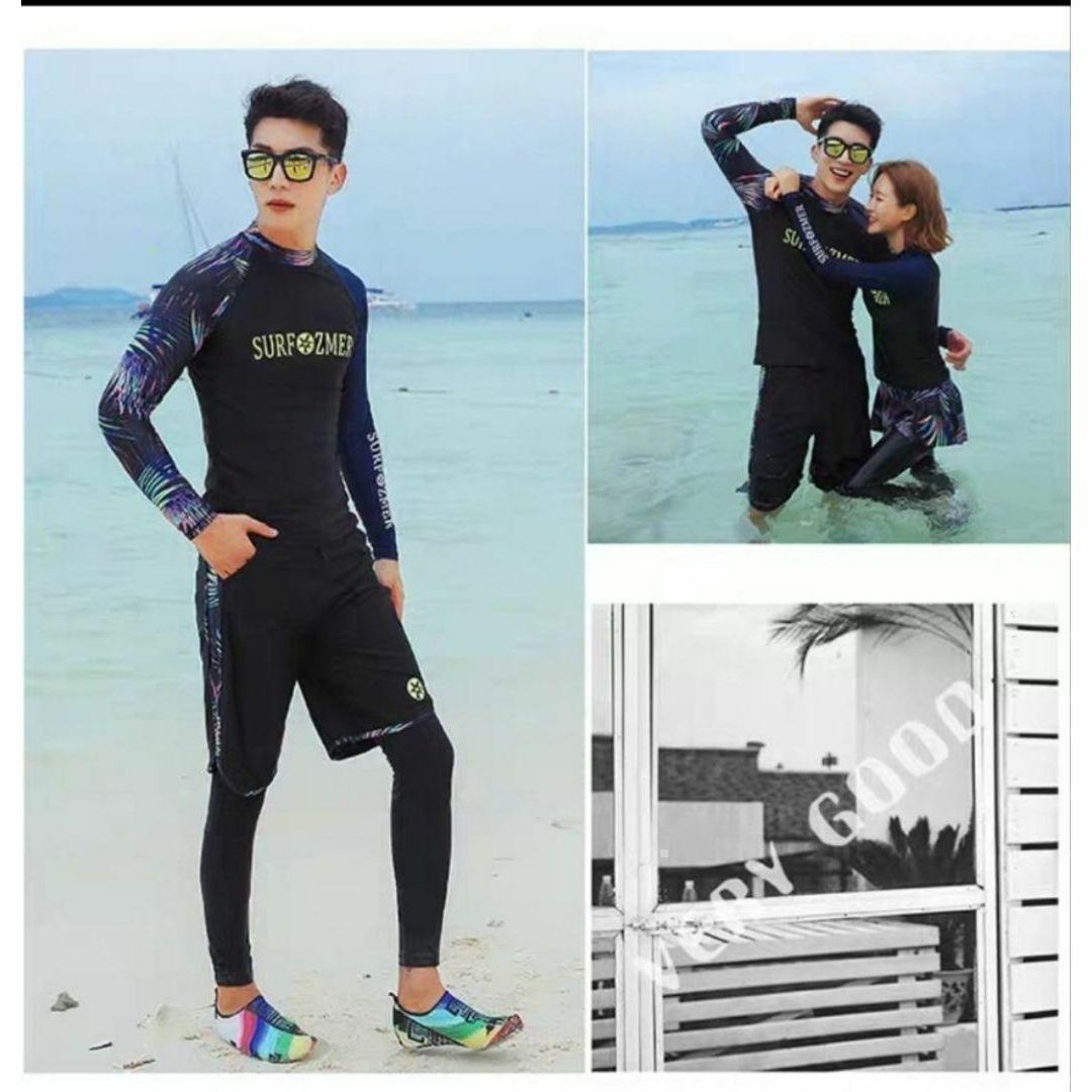 【XL】カジュアルラッシュガード5点セットLボタニカル柄レディース体型カバー韓国 レディースの水着/浴衣(水着)の商品写真