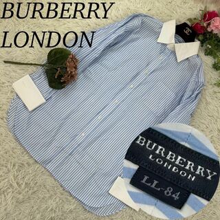 バーバリー(BURBERRY)のバーバリーロンドン メンズ LLサイズ 大きいサイズ シャツ 長袖 ボーダー(シャツ)