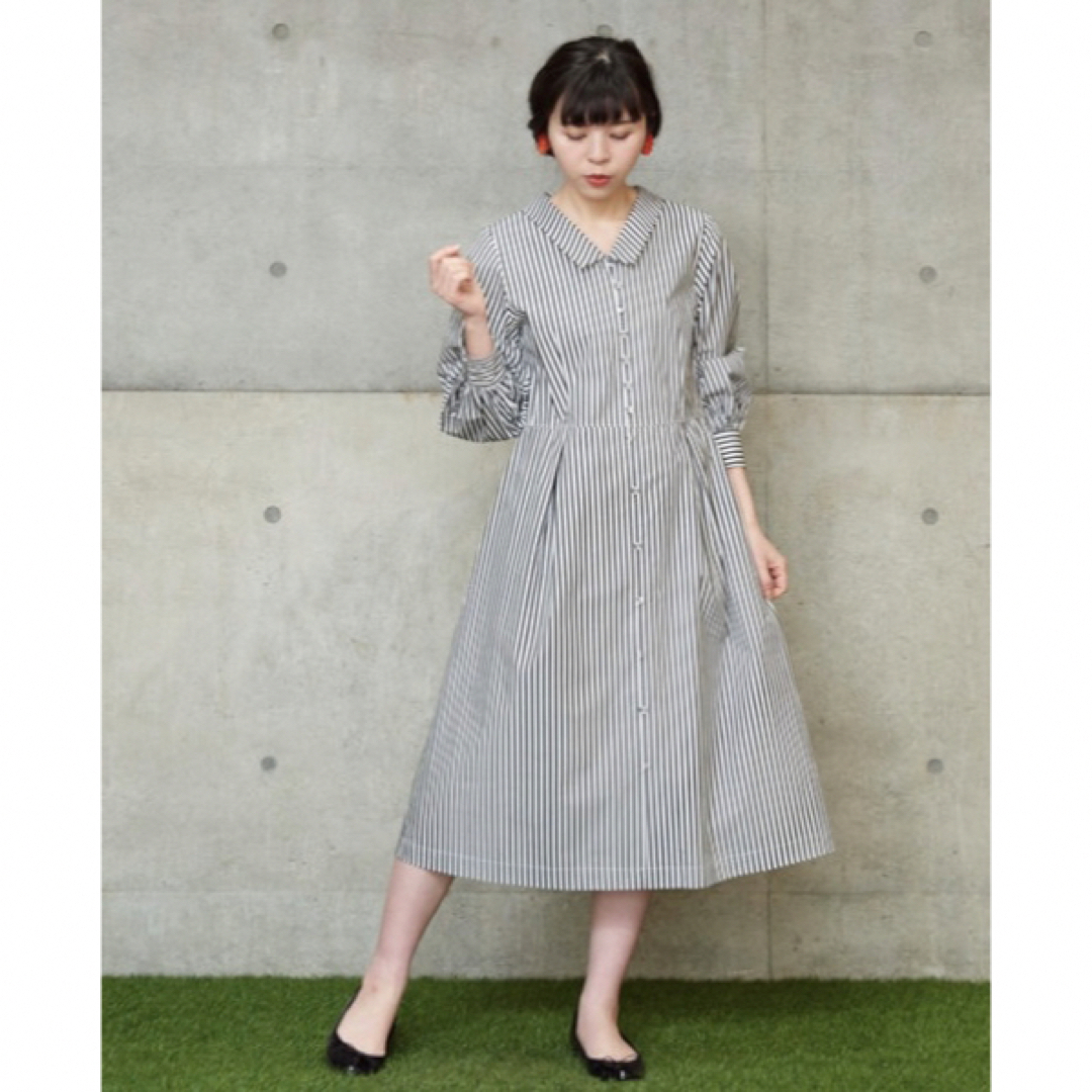 Dot&Stripes CHILDWOMAN(ドットアンドストライプスチャイルドウーマン)のDot&stripes CHILD WOMAN ストライプ変わり衿羽織ワンピース レディースのワンピース(ロングワンピース/マキシワンピース)の商品写真