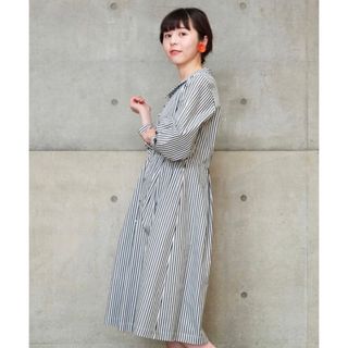 ドットアンドストライプスチャイルドウーマン(Dot&Stripes CHILDWOMAN)のDot&stripes CHILD WOMAN ストライプ変わり衿羽織ワンピース(ロングワンピース/マキシワンピース)