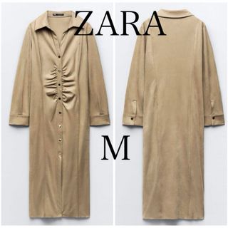 ザラ(ZARA)のZARAフェイクスウェードロングワンピース　新品　ZARA正規品(ロングワンピース/マキシワンピース)