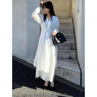 クラネ(CLANE)のクラネ　CLANE 2WAY STRIPE ONEPIECE WHITE(ロングワンピース/マキシワンピース)