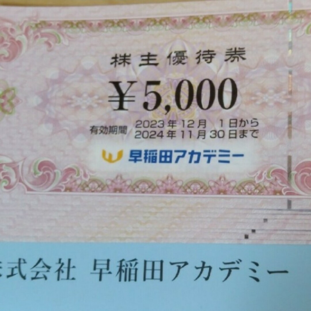 早稲田アカデミー 株主優待券40枚200,000円分 チケットの施設利用券(その他)の商品写真