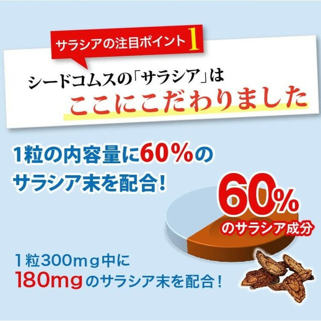 最新2026.05 シードコムス サラシア ダイエット約3ヵ月分 食品/飲料/酒の健康食品(その他)の商品写真