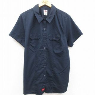 ディッキーズ(Dickies)の古着 ディッキーズ Dickies 半袖 ワーク シャツ レディース 大きいサイズ 紺 ネイビー 23may15 中古 ブラウス トップス(ポロシャツ)